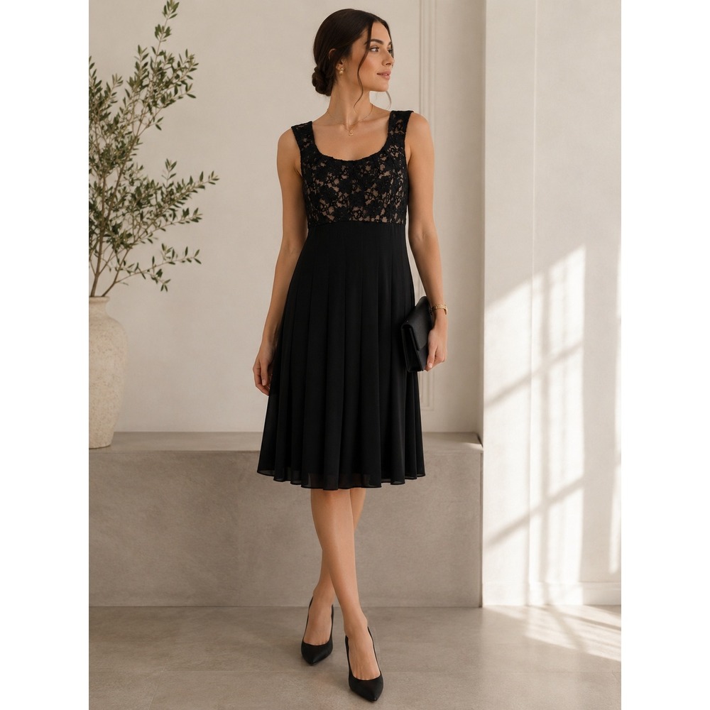 NEW Connected Apparel Black Lace Top Dress Sleeveless Cocktail Quiet‎ Luxury 10